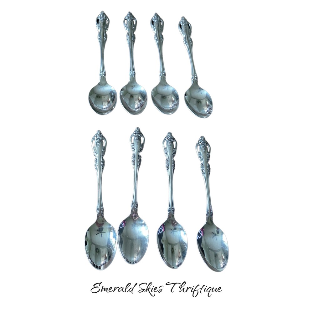 Oneida Brahms Set of 8 tea Spoons Community Stainless Flatware *FREE SHIP*